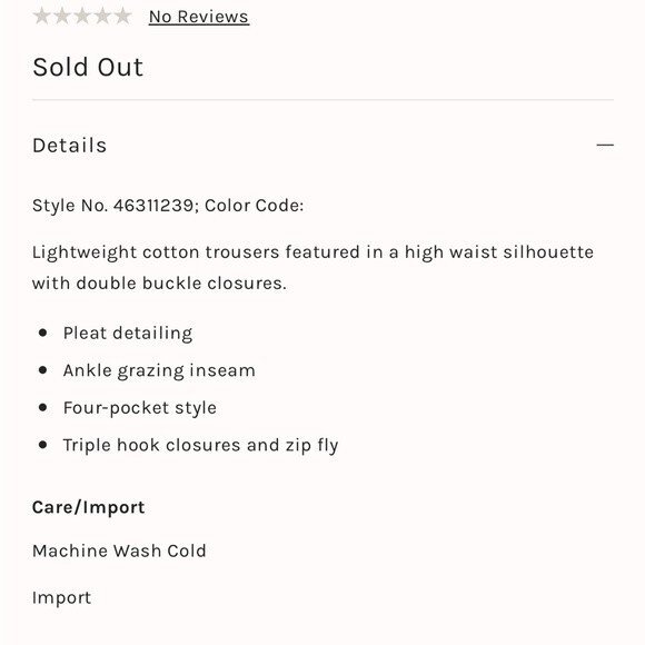 Free People Double Buckle Trouser Pants Ivory Cream Cotton Old Money Size 10 - Picture 10 of 10